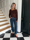 Beth Asymmetric Lace Top - Chocolate