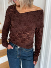 Beth Asymmetric Lace Top - Chocolate