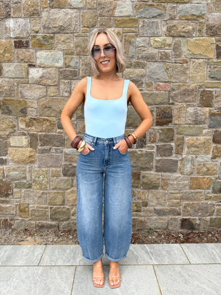 Freya Balloon Jeans - Distressed Blue