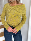 Beth Asymmetric Lace Top - Lime Green