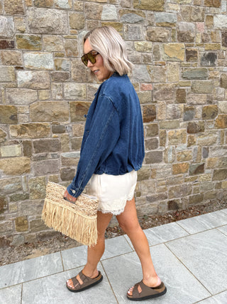 Leona Denim Bomber Jacket - Medium Blue