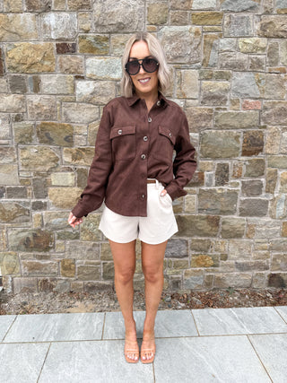 Karla Tailored Belted Shorts - Beige