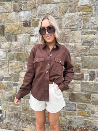 Rakel Brushed Shacket - Brown