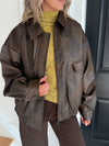 Sammie PU leather Jacket - Brown