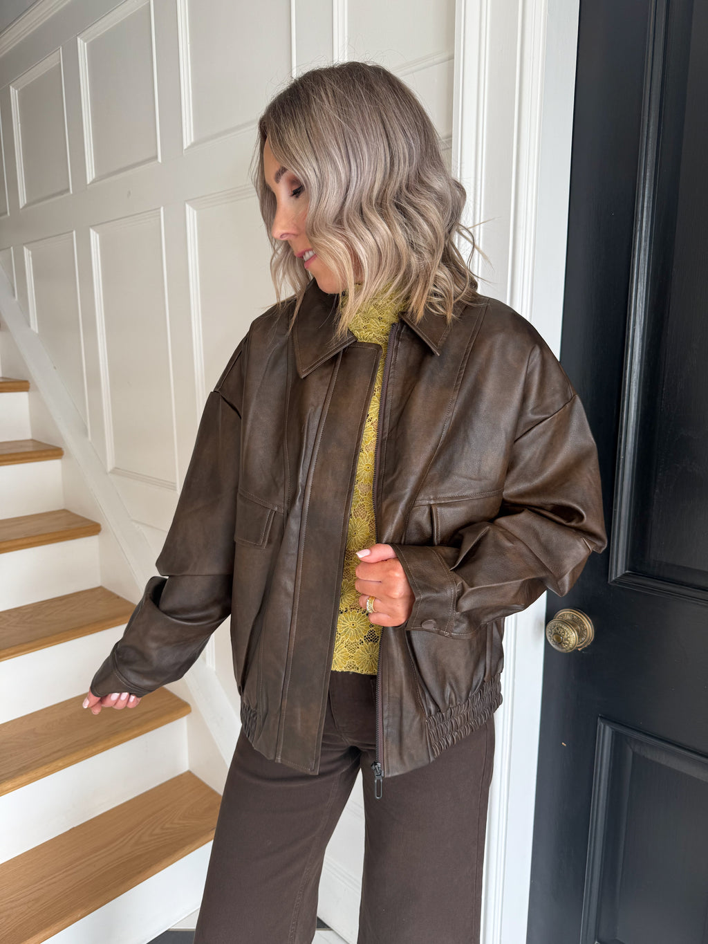 Sammie PU leather Jacket - Brown