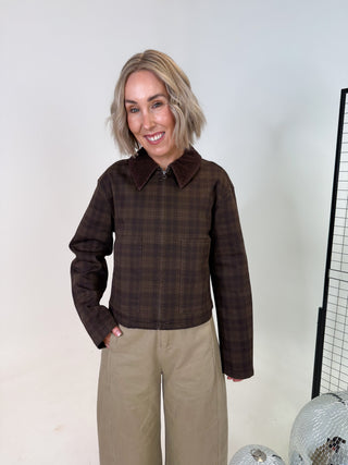 Vera Denim Jacket - Brown Check