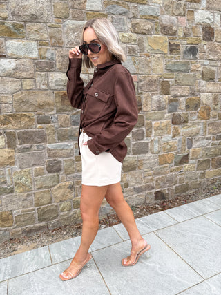 Karla Tailored Belted Shorts - Beige