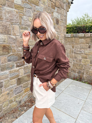 Rakel Brushed Shacket - Brown