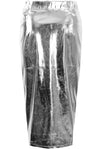 Izzy Metallic Pocketed Midi Skirt - Silver