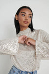 Cowl neck Kimono sleeves Shoulder pads Relaxed Fit