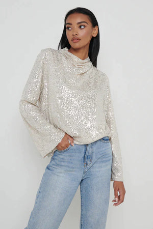 Cowl neck Kimono sleeves Shoulder pads Relaxed Fit