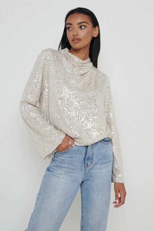 Cowl neck Kimono sleeves Shoulder pads Relaxed Fit