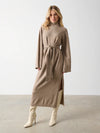 Product Detail  Single Jersey Knit Dropped Shoulder Wide Kimono Sleeves Grown on Neck Slit at Side Seams Belt with Belt Loops at Side Seams   Composition  68% Acrylic 29% Polyester 3%