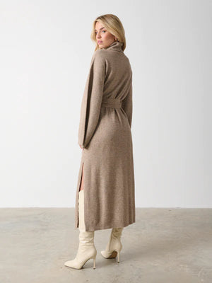 Product Detail  Single Jersey Knit Dropped Shoulder Wide Kimono Sleeves Grown on Neck Slit at Side Seams Belt with Belt Loops at Side Seams   Composition  68% Acrylic 29% Polyester 3%