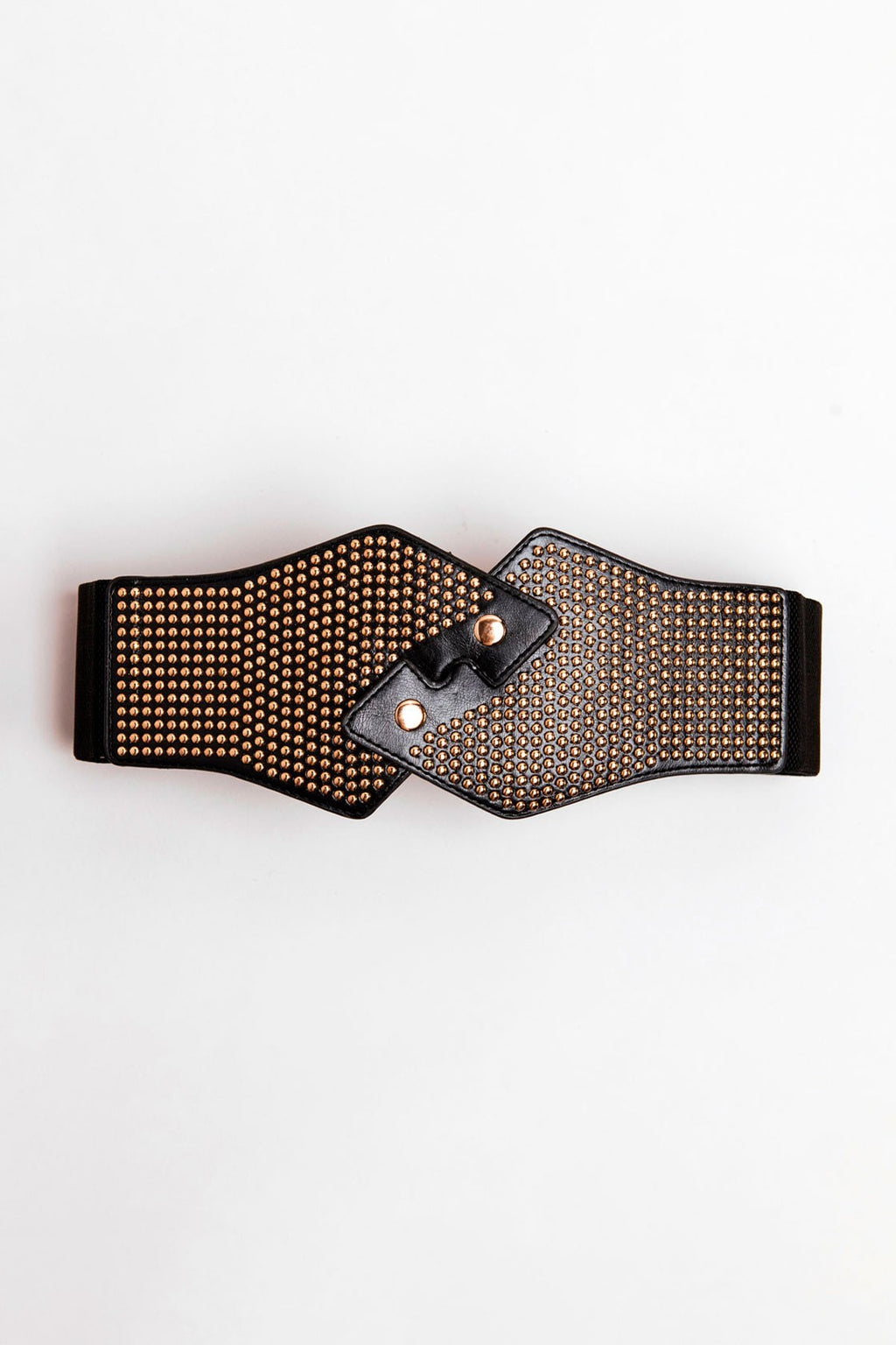 Elasticated belt with hook fastening.