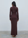 Premium jersey fabric

High neckline

Fitted silhouette

Long fitted sleeves

Maxi length
