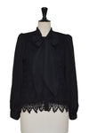 Mila Lace Detail Pussy-bow Blouse - Black