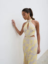 Nova Maxi Dress - Lemon and Beige Floral