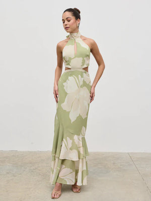 Nova Maxi Dress - Olive Floral