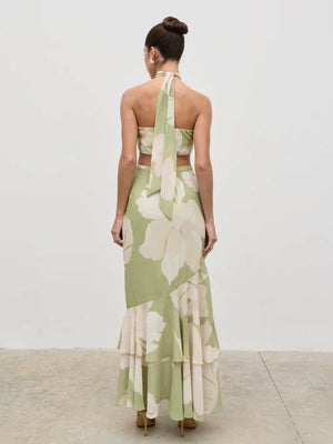 Nova Maxi Dress - Olive Floral