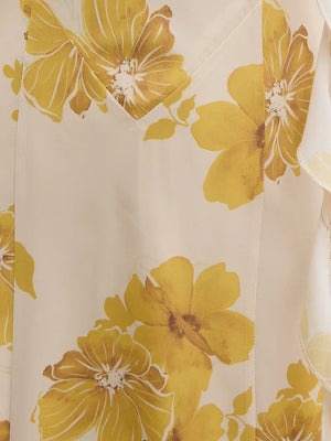 Rya Ruffle Midaxi Dress - Yellow Ochre Floral