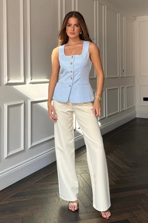 Jamie Square Neckline Waistcoat Sky Blue