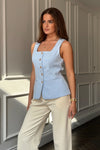 Jamie Square Neckline Waistcoat Sky Blue