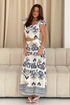 Blossom Cream Abstract Print Skirt