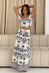 Blossom Cream Abstract Print Top
