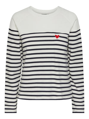 - Striped sweatshirt  - Round neck  - Long sleeves  - Embroidered heart at chest  - Boxy fit  100% Cotton