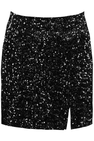 Sequin Trim Side Slit Mini Skirt