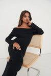 Soreya Bardot Knit Dress - Black
