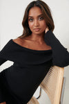 Soreya Bardot Knit Dress - Black