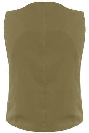 Buttons Up Side Pocketed Sleeveless Waist Coat