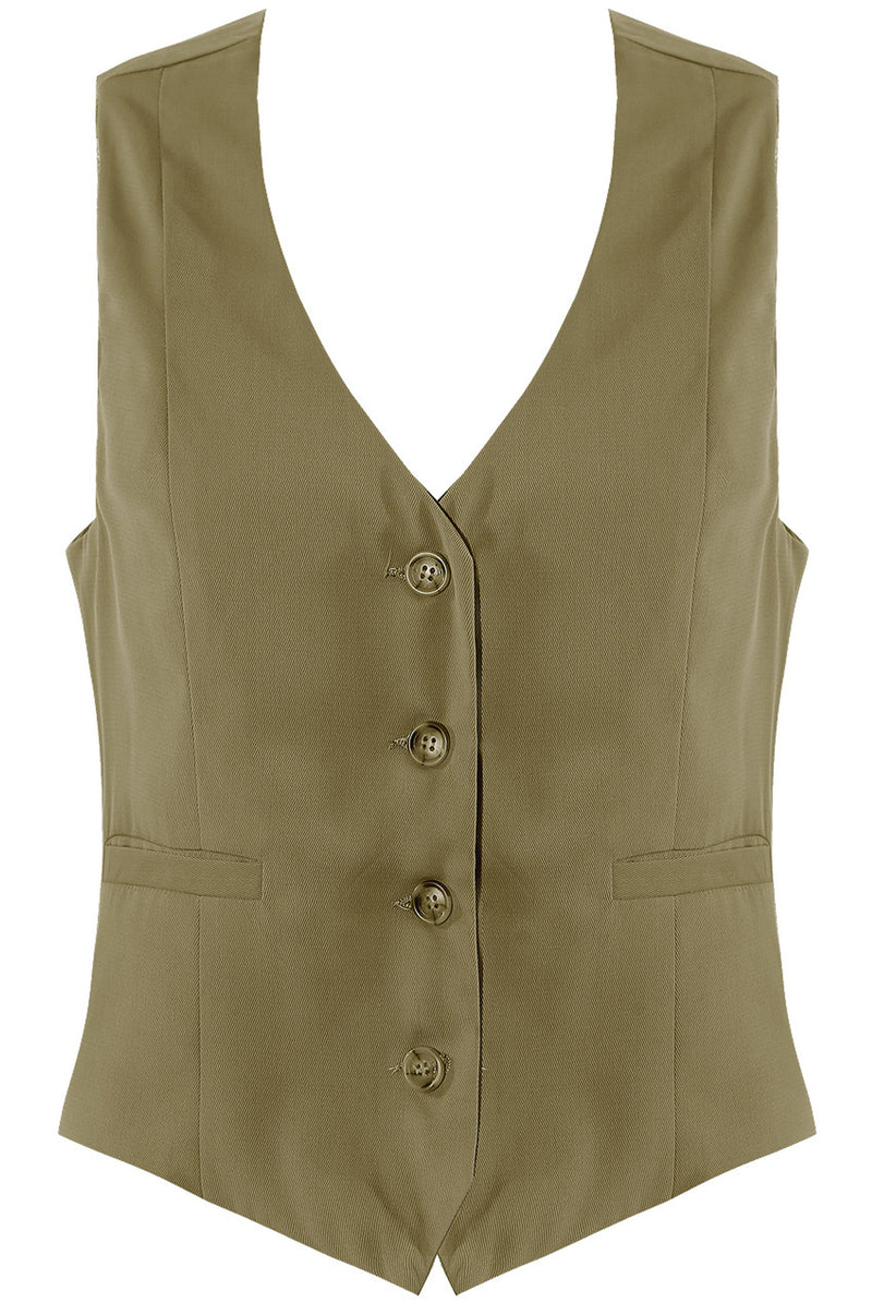 Buttons Up Side Pocketed Sleeveless Waist Coat