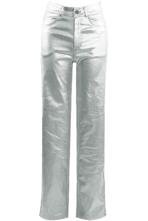 Shiny PU Fabric Front Button Up Front & back Pockets Good stretch