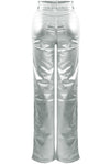 Shiny PU Fabric Front Button Up Front & back Pockets Good stretch