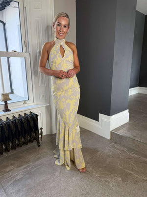 Nova Maxi Dress - Lemon and Beige Floral
