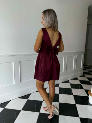 Courtney Bow Dress - Plum