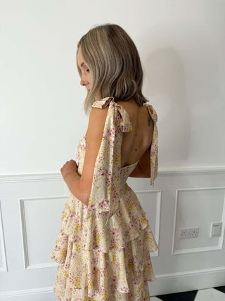 Fiore Tie Ruffle Maxi Dress - Ditsy Floral