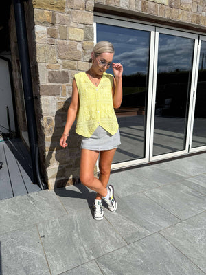 Lynn Oversized Crochet Waistcoat - Yellow