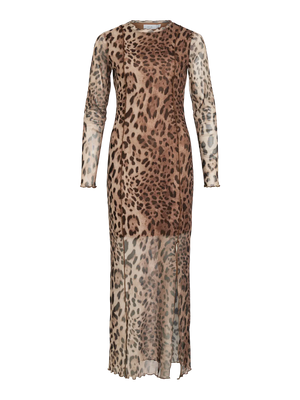 Ninna Long Sleeve Mesh Dress - Leopard