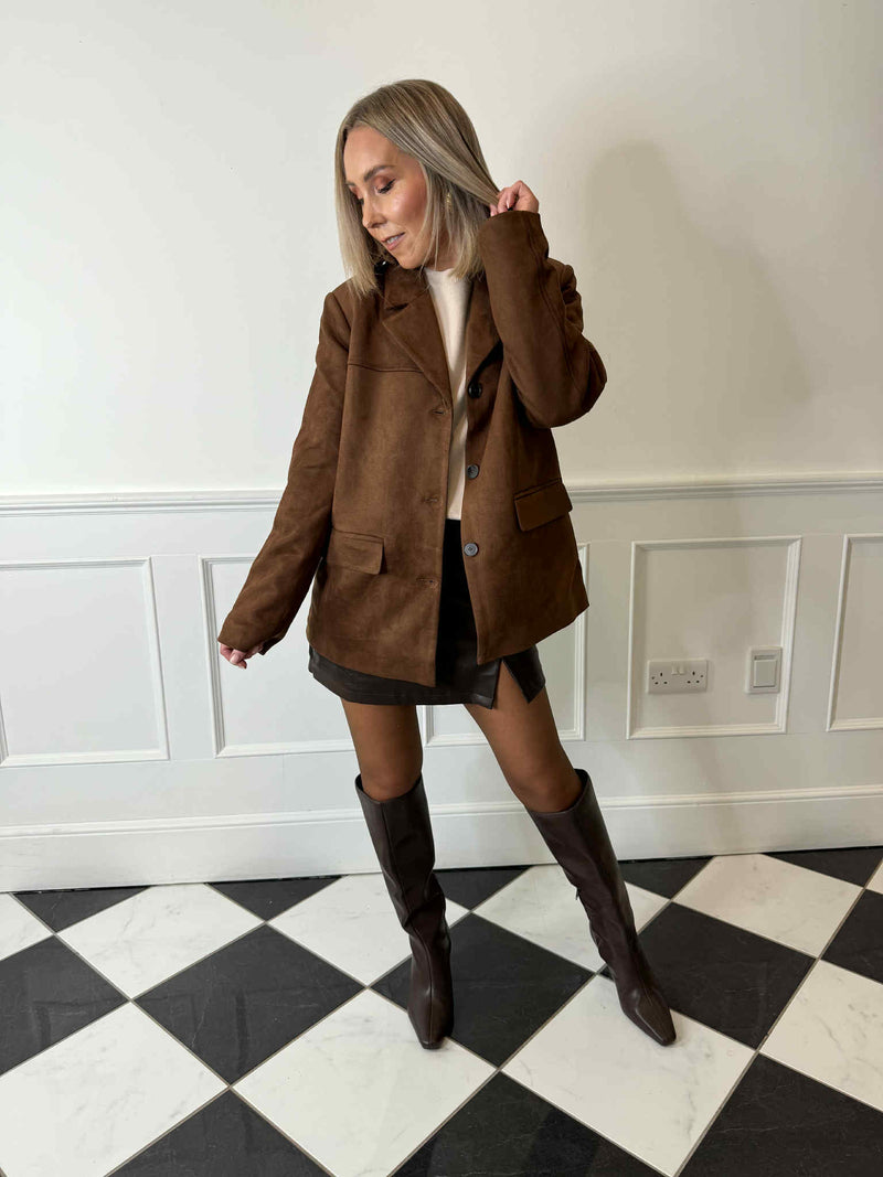 Rakel Suede Blazer - Brown