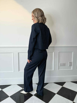 Ella Trousers - Navy Pinstripe