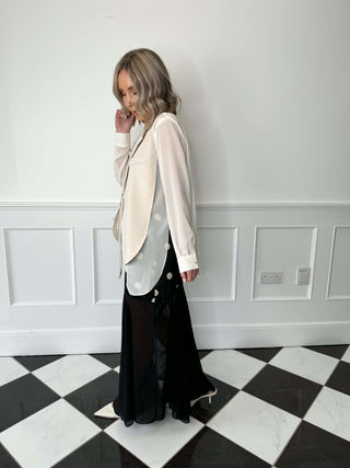 Frankie Mesh Sheer Blazer - Beige