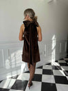 Bella Bow Velvet Mini Dress - Brown