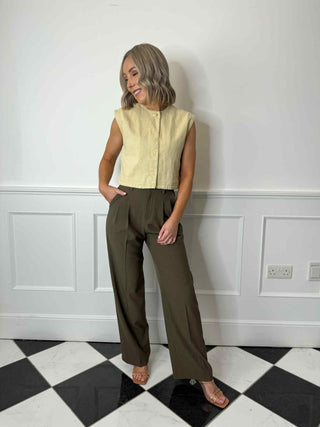 Elara Pleated Trousers - Brown