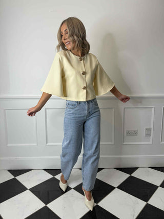 Piper Cropped Jacket - Lemon