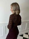 Cate High Neck Top - Brown