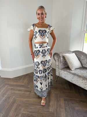 Blossom Cream Abstract Print Top